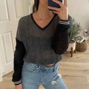 LF Black and Gray V-Neck Sweater